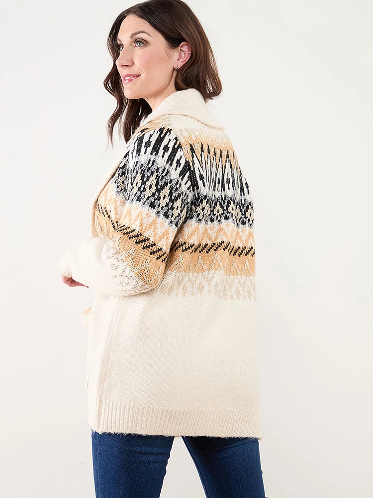 Fair Isle Shawl Collar Sweater