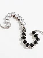 Black and Crystal Reversible Stone Necklace