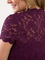 Petite Short Sleeve Lace Top