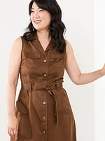 Knee Length Sleeveless Safari Dress