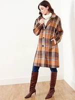 Evermore Plaid Wool-Blend Coat