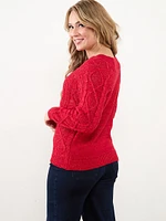 Petite Speckle Cable Knit Pullover Sweater