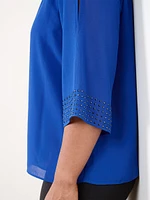 Petite Studded Sleeve Blouse