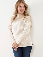 Petite Chevron Mock Neck Pullover Sweater