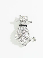 Silver Pave Cat Pin