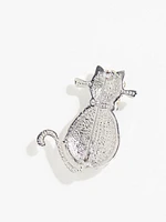 Silver Pave Cat Pin