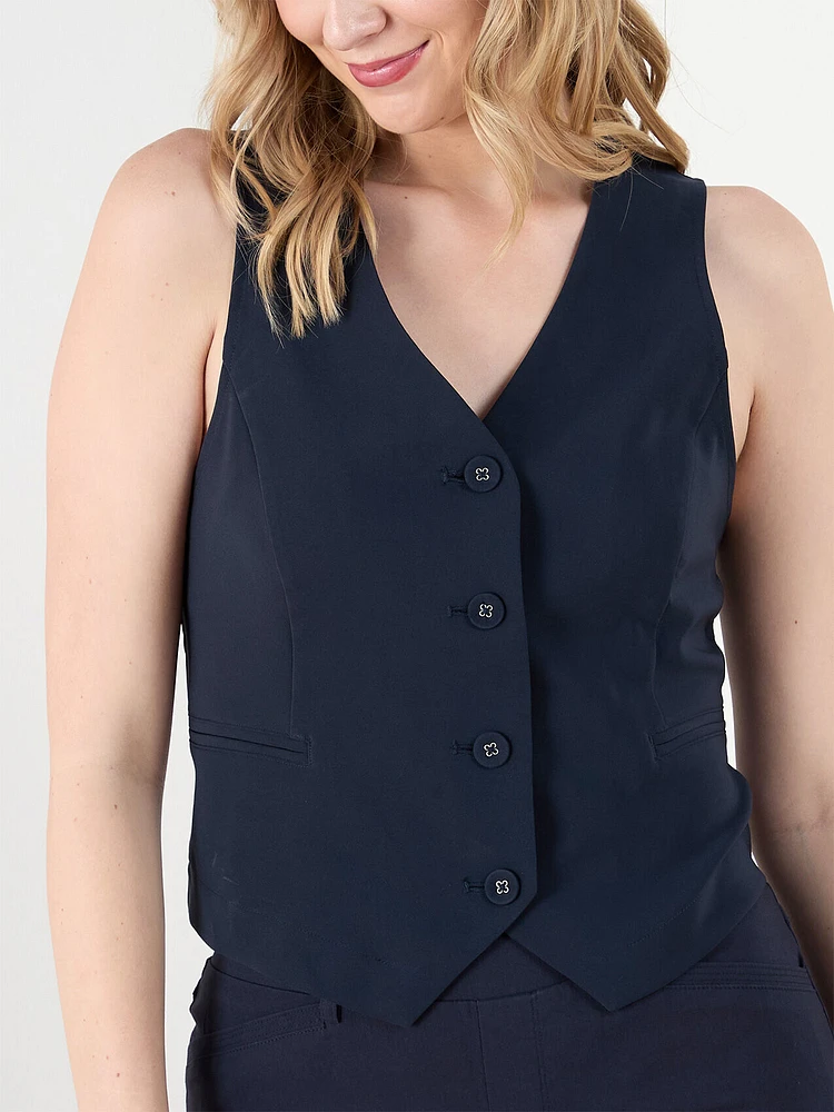 Navy Button Down Vest