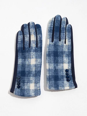 Navy Plaid Gloves