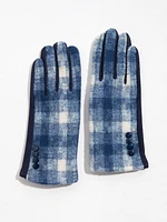 Navy Plaid Gloves