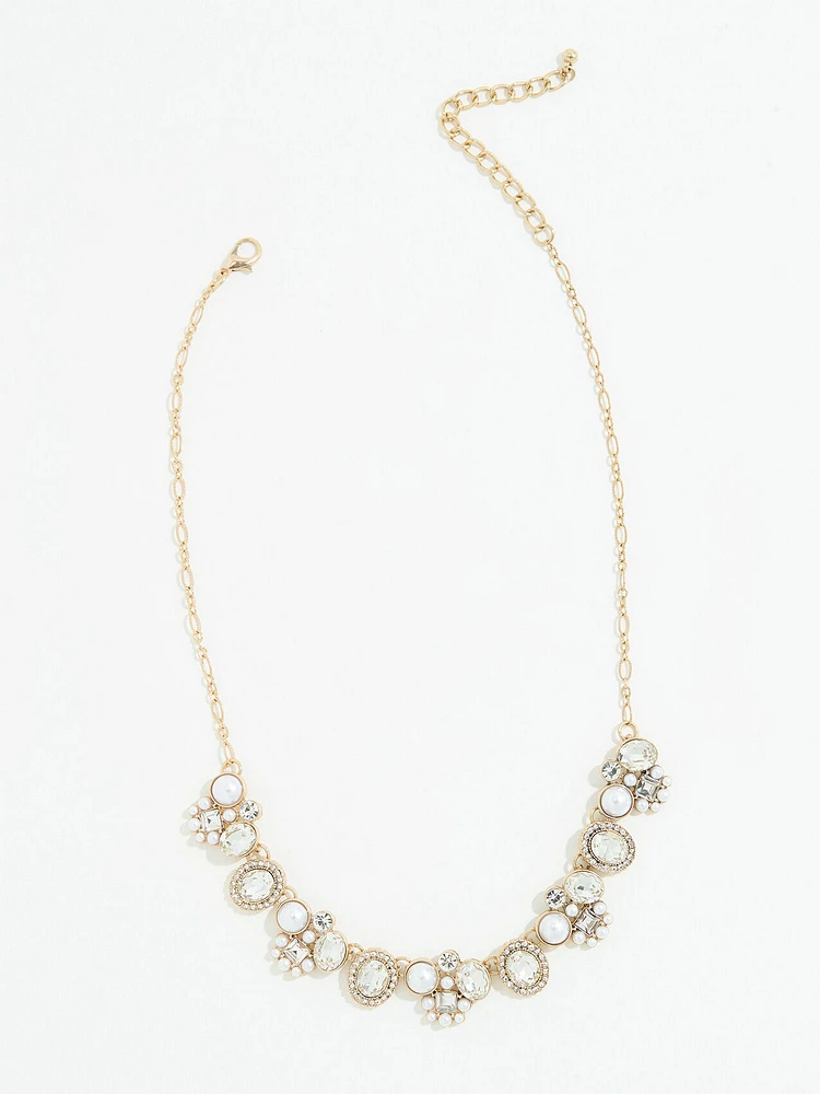 Short Gold & Pearl Antique-Look Necklace