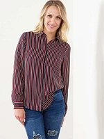 Relaxed Fit Button Front Crepe Blouse