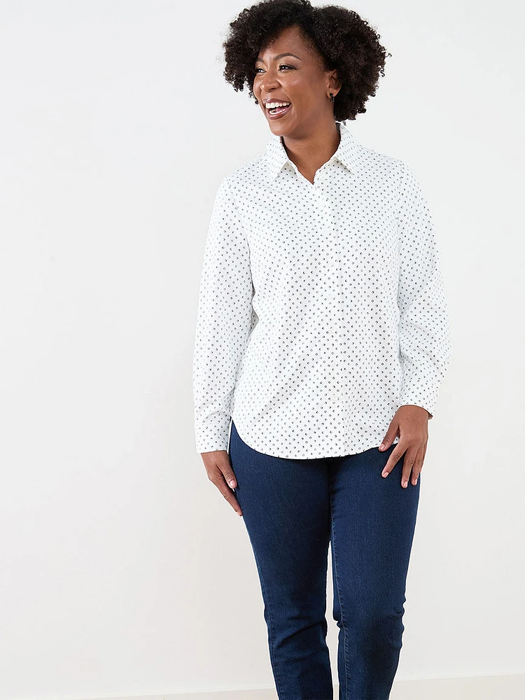 Petite Collared Button Front Shirt