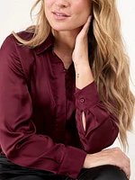 Petite Button Up Satin Blouse