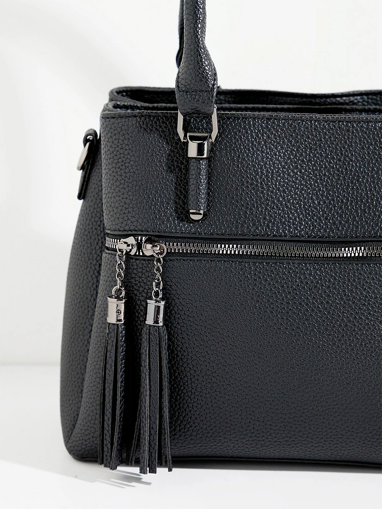 Multi-Compartment Tassel Front Bag