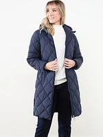 Petite Diamond Quilted Hooded Coat