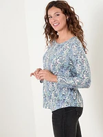 Long Sleeve Relaxed Fit Burnout Top