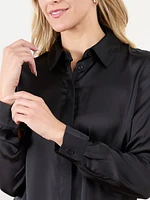 Button Front Satin Blouse