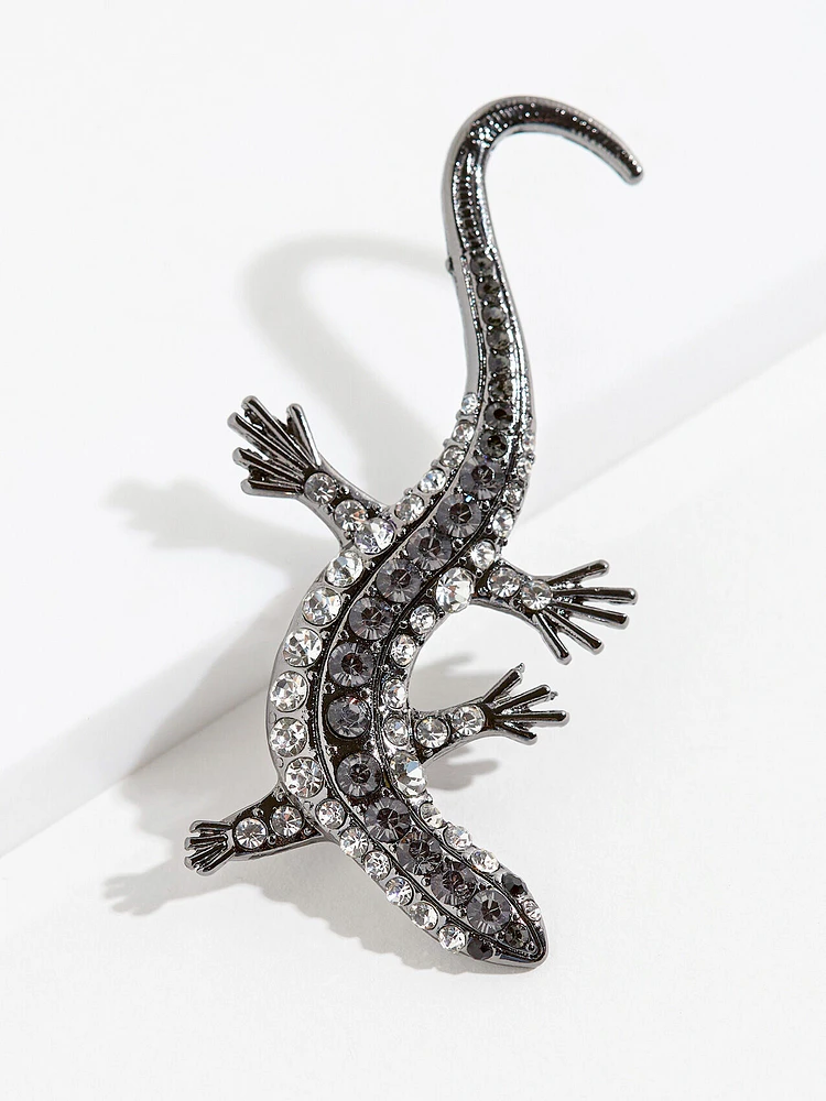 Rhinestone Gecko Pin