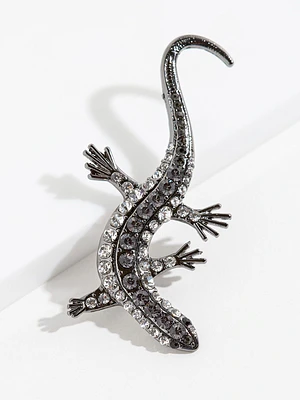 Rhinestone Gecko Pin