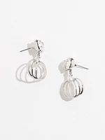 Silver Pumpkin Earrings with Cubic Zirconia