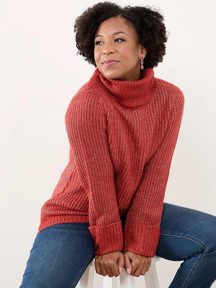 Petite Rib Knit Turtleneck Sweater