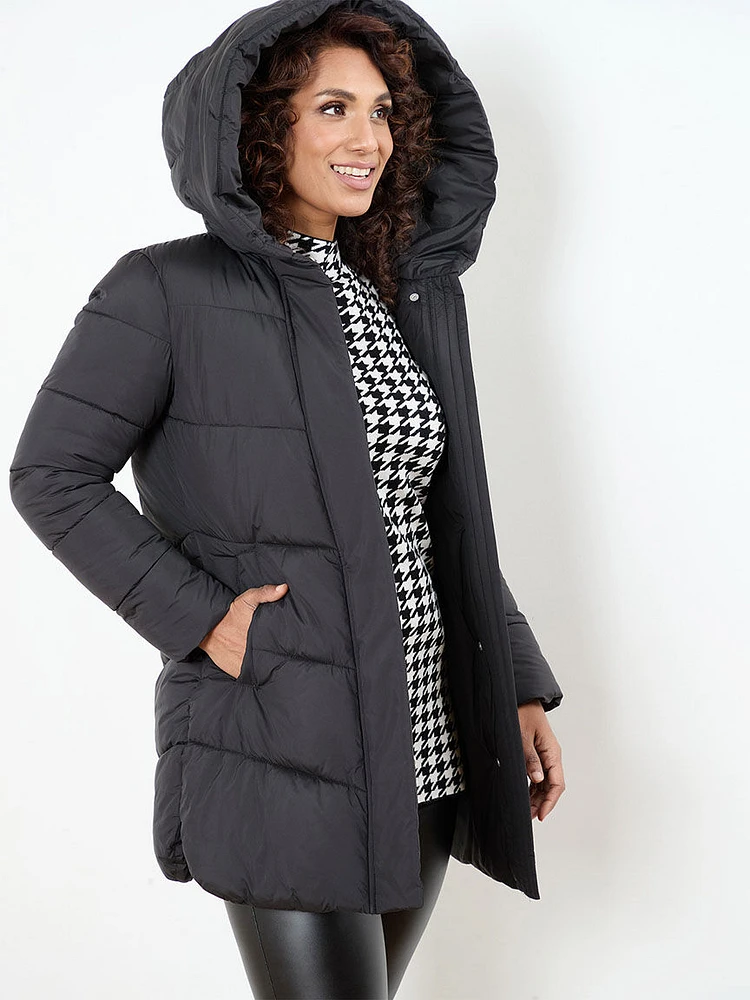 Petite Vegan Hooded Coat