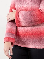 Petite Spacedye Cowl Neck Pullover Sweater