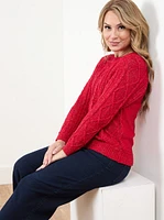 Petite Speckle Cable Knit Pullover Sweater