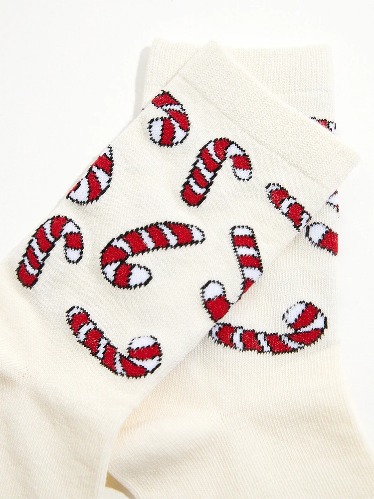 Candy Cane Crew Socks