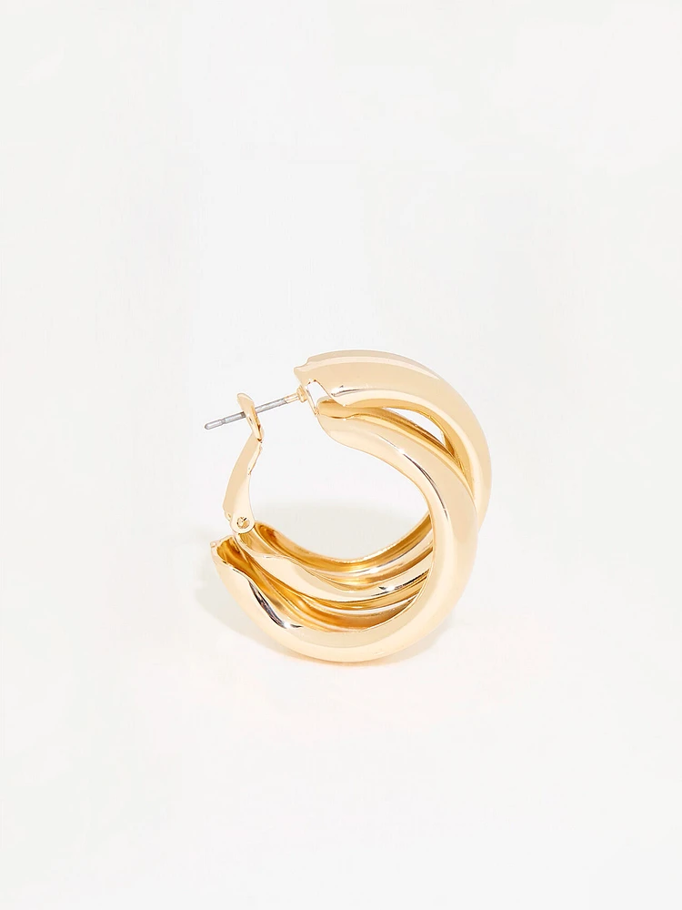 Gold Chunky Double Hoop Earrings