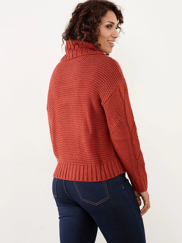 Petite Cable Knit Turtleneck Pullover