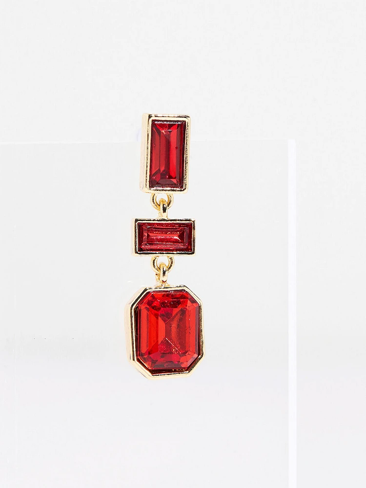 Crimson Stone Drop Earrings