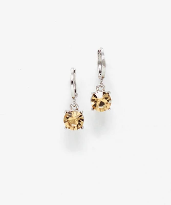 Small Silver Drop Earrings with Genuine Crystals