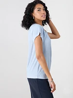 Stretch Crinkle Peasant Top