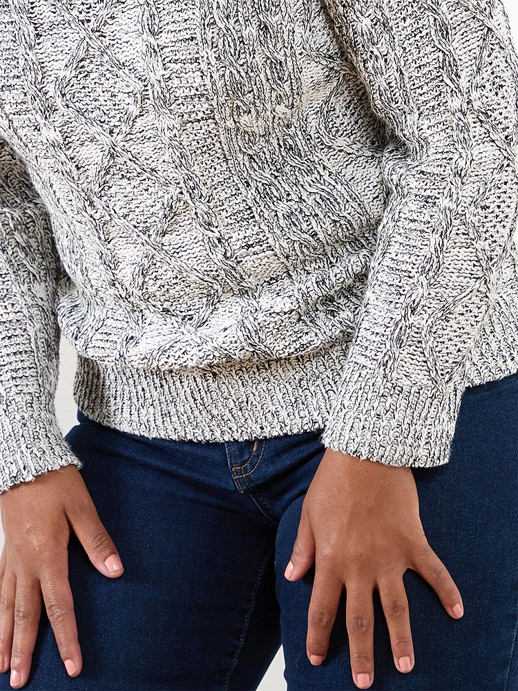 Petite Speckle Cable Knit Pullover Sweater