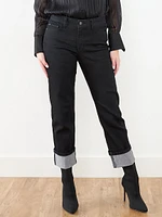 Olivia Black Wash Turn-Cuff Jeans