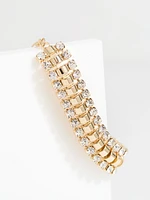 Gold and Rhinestone Fishbone Bracelet