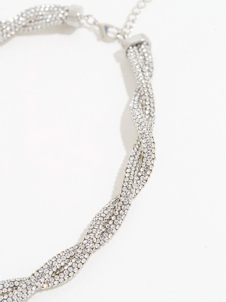 Silver Twisted Short Necklace