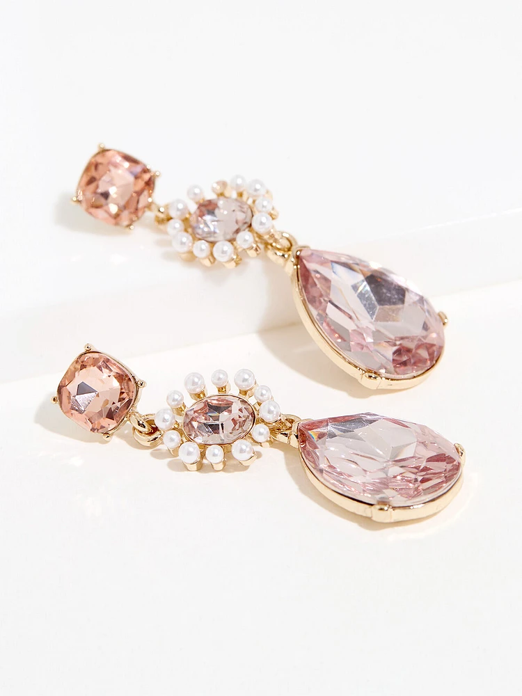 Pink Crystal Teardrop Earrings