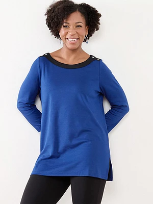 Petite Boat Neck Tunic Top