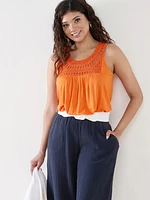 Petite Crochet Detail Relaxed Top