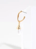 Gold Pearl Dangle Drop Earrings