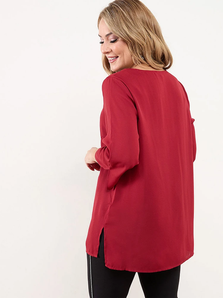 Petite V-Neck Tunic Blouse