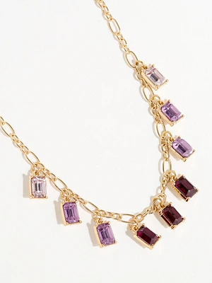 Gold Chain Crystal Charm Necklace