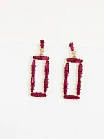 Magenta Crystal Square Dangle Earring