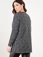 Jacquard Stretch Tunic with Pleather Trim