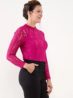 Mock Neck Lace Top with Cami