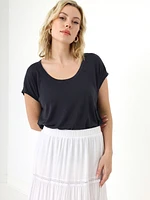 Petite Short Sleeve Scoop Neck T-Shirt