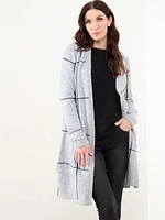 Long Windowpane Cardigan