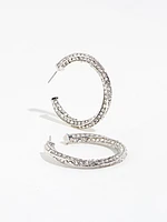 Silver Pave Hoops